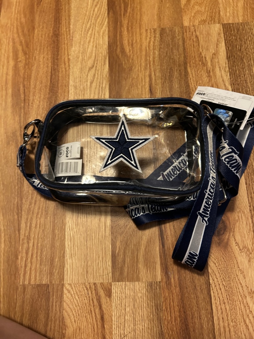 NFL Clear Crossbody Bag with Navy and White Dallas Cowboys Star